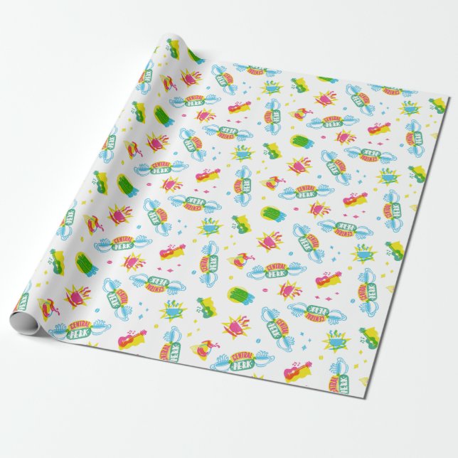Papier Cadeau FRIENDS™ | Motif Néon Central Perk (Déroulé)