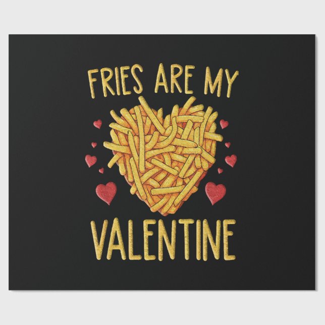 Papier Cadeau Frites Sont Mon Valentin (Plat)