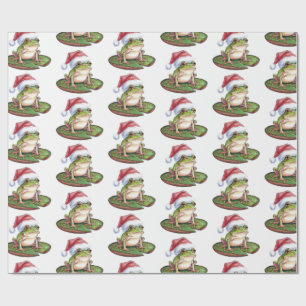 Papier Cadeau Frog à la mode Santa Hat Noël