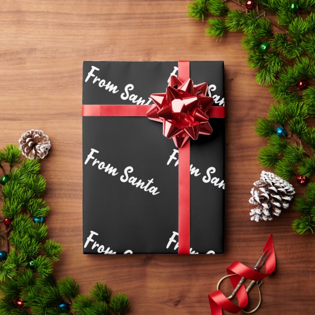 Papier cadeau From Santa Black (Cadeau de vacances)