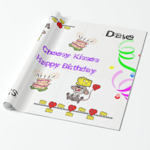 Papier Cadeau Fromage Souris Cœur Joyeux Anniversa