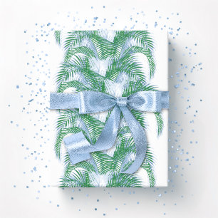 Papier Cadeau Frondes de palmier en bleu et vert
