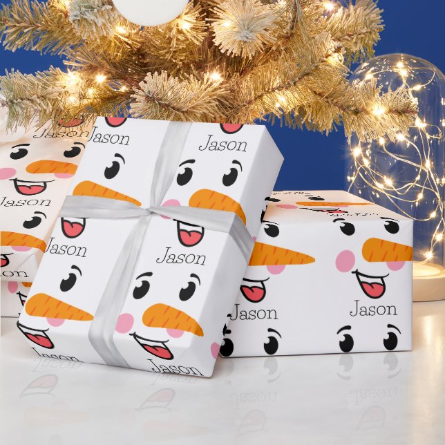 Papier Cadeau Frosty le visage heureux du Snowman (Vacances)