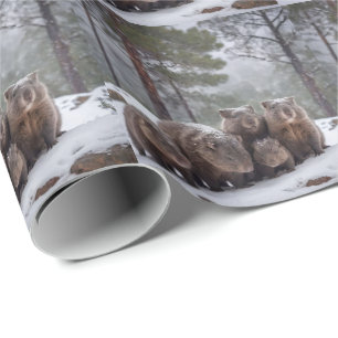 Papier Cadeau Frozen Burrow : famille australienne Wombat