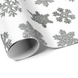 Papier Cadeau Frozen crystal frosty silver snowflakes