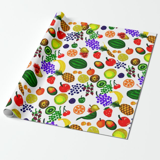 Papier Cadeau Fruit à main Motif Medley (Déroulé)