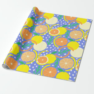 Papier Cadeau Fruit Citron Enjoué & Confettis Côte Amalfitaine