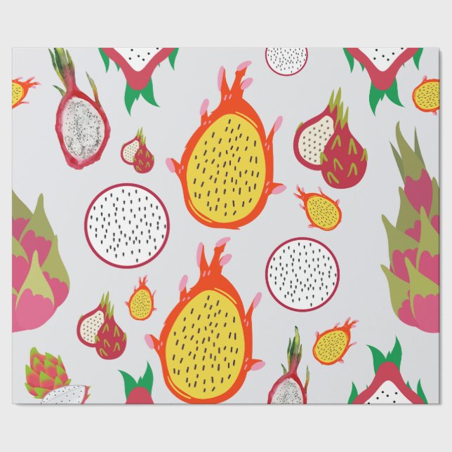 Papier Cadeau Fruit dragon blanc et jaune (Couture)