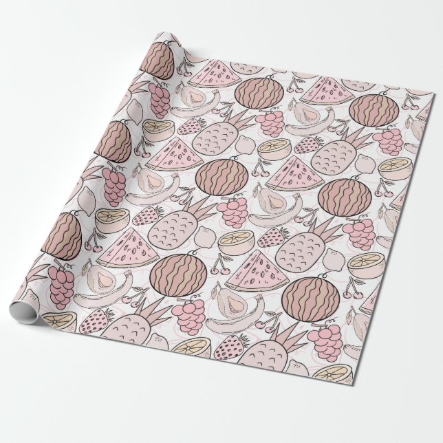 Papier Cadeau Fruit motif transparent | motif de surface de frui (Déroulé)