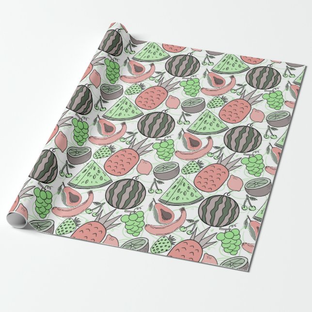 Papier Cadeau Fruit motif transparent | motif de surface de frui (Déroulé)