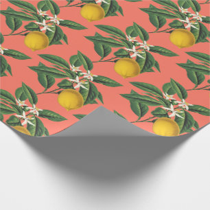 Papier Cadeau Fruit vintage de citron Fleur de Fleur de Fleur ro