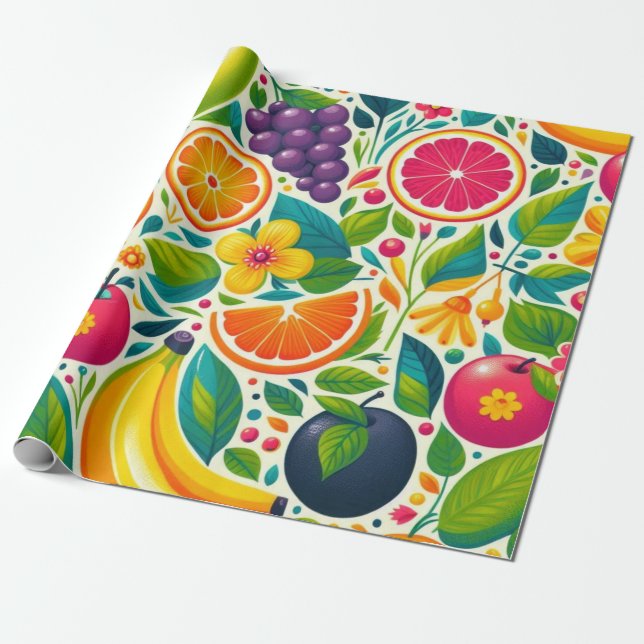 Papier Cadeau Fruits colorés (Déroulé)