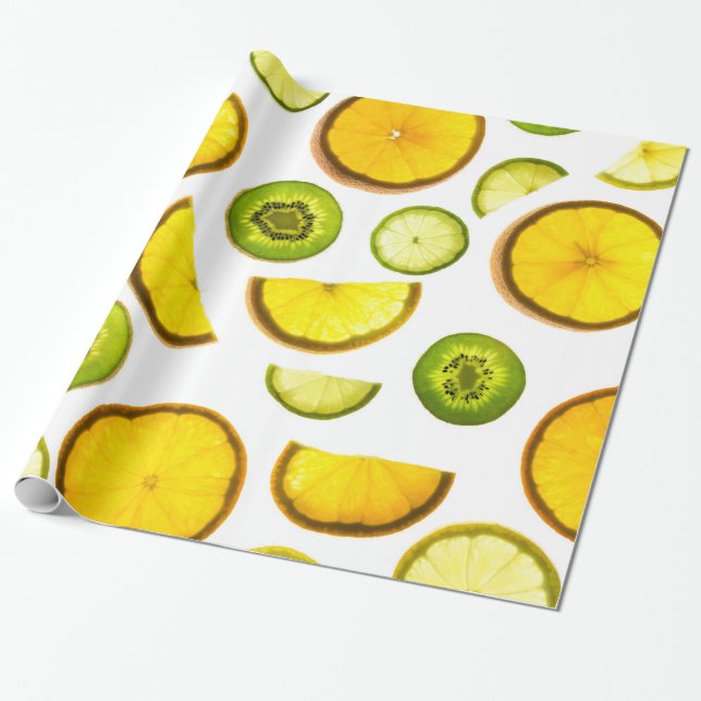 Papier Cadeau Fruits d'agrumes frais (Déroulé)