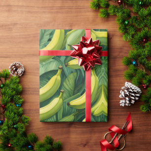 Papier Cadeau Fruits de banane et feuilles Humeur tropicale