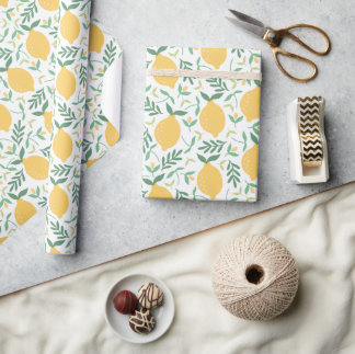 Papier Cadeau Fruits de citron jaune Motif Thème