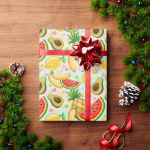 Papier Cadeau Fruits d'été frais Motif