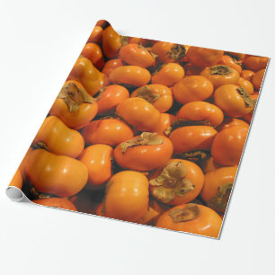 Papier Cadeau Fruits oranges frais de kaki