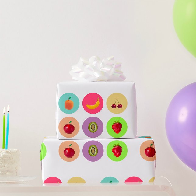 Papier Cadeau Fruits pixés (Créateur téléchargé)