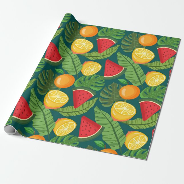 Papier Cadeau Fruits tropicaux (Déroulé)