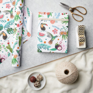 Papier Cadeau fruits tropicaux & oiseaux