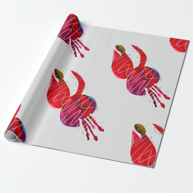 Papier Cadeau Fuchsia abstraite aquarelle florale (Déroulé)