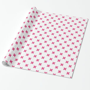 Papier Cadeau Fuchsia croix sur le blanc