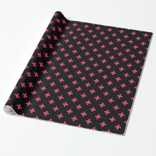 Papier Cadeau Fuchsia polka croise sur noir