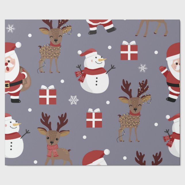 Papier Cadeau Fumée de Noël Gris/ Père Noël Snowman Envelopper l (Couture)