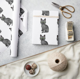 Papier Cadeau Fumée Egyptian Mau Motif de Chat de Dessin Animé M