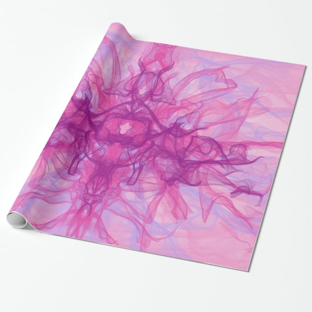 Papier Cadeau FUMÉE ROSE - Art fractal moderne et abstrait - (Déroulé)