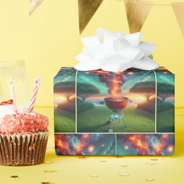 Papier Cadeau Fumer Des Chiens Chauds Sur Le Grill BBQ (Fête d'anniversaire)