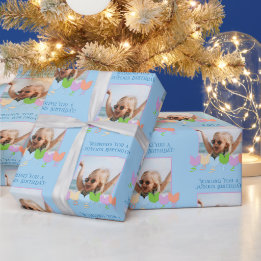 Papier Cadeau Fun Bleu Anniversaire Personnalisé Photo Tulip Fle