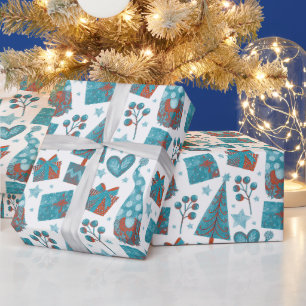 Papier Cadeau Fun Blue Festive Gonards Noël Parcelle à thème