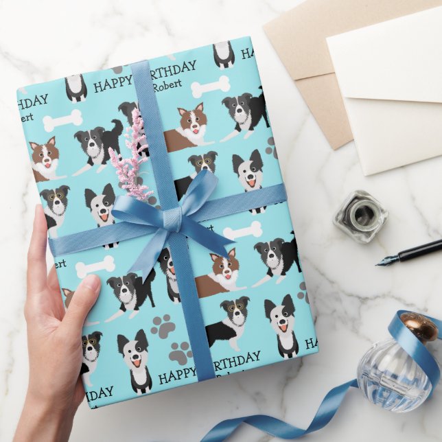Papier Cadeau Fun Border Collie Chien Images Anniversaire (Cadeaux)