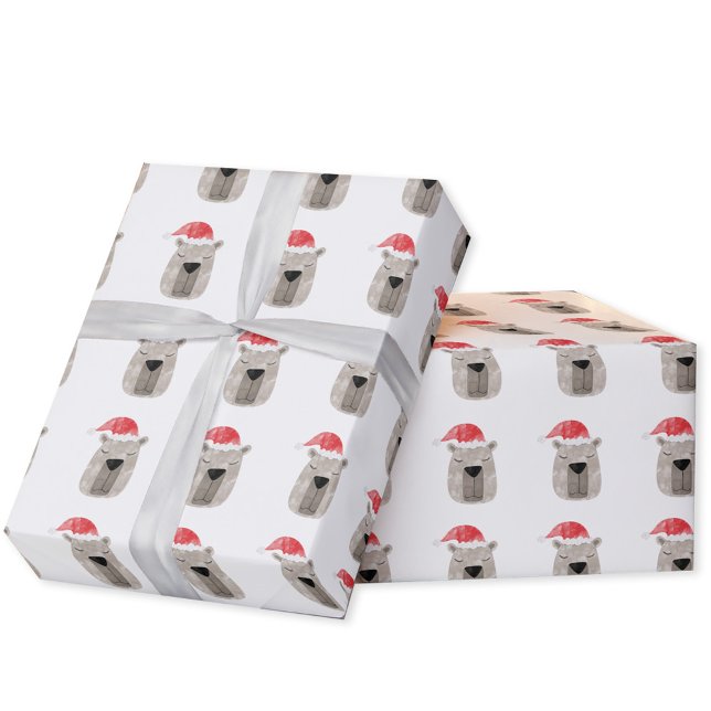 Papier Cadeau Fun Capybara Santa Hat Noël (Fun capybara in a Santa hat pattern Christmas gift wrap for the winter holidays.)