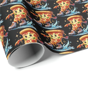 Papier Cadeau Fun carrelage patinoire pizza party