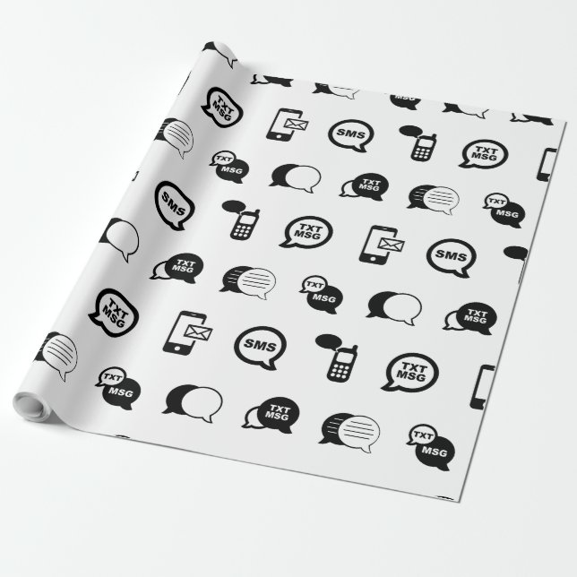 Papier Cadeau Fun Cell Phone Text Messaging Motif COULEUR PERSON (Déroulé)
