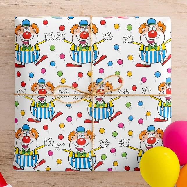 Papier Cadeau Fun Circus Clown Jongler des balles (Créateur téléchargé)