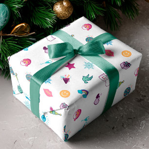 Papier Cadeau Fun Colorful et joyeux Noël Emoji Motif