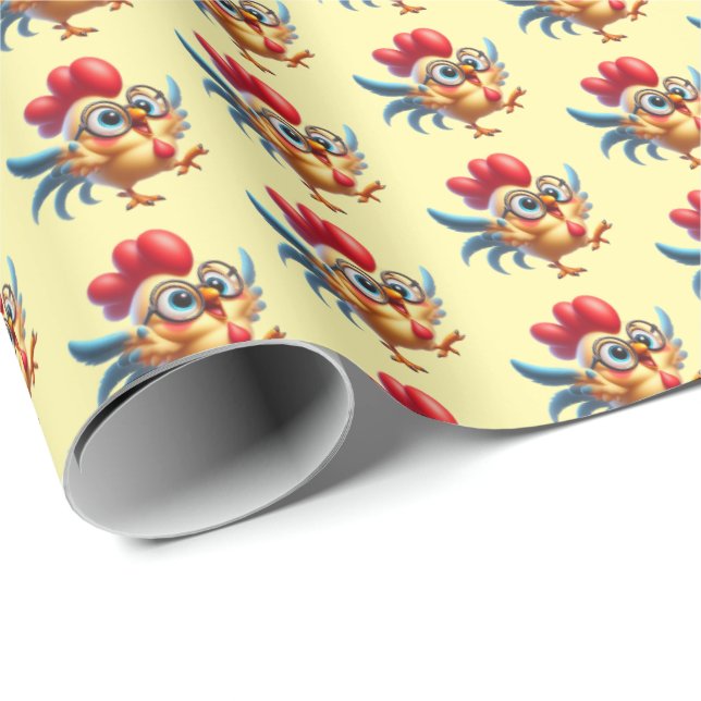 Papier Cadeau Fun Country poulet carrelé (Coin rond)