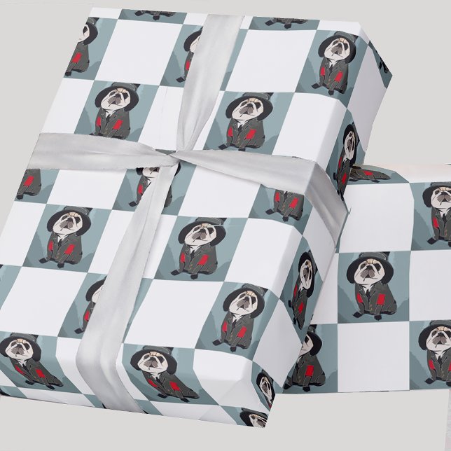 Papier Cadeau Fun Cute Turquoise Sherlock Carlin Noël (Créateur téléchargé)