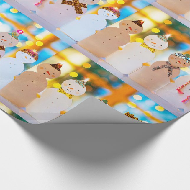 Papier Cadeau Fun de neige élégant Noël 30" x 6" (Coin)