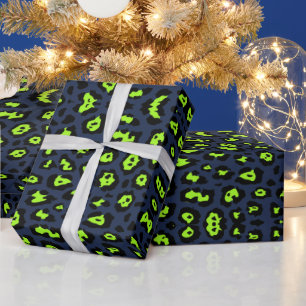 Papier Cadeau Fun empreinte de léopard néon chartreuse vert mari
