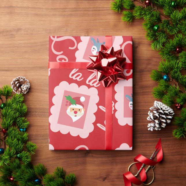 Papier Cadeau Fun Fa La Christmas Carol Script Santa Claus (Cadeau de vacances)