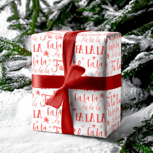 Papier Cadeau Fun Festif Fa La La Typographie Noël