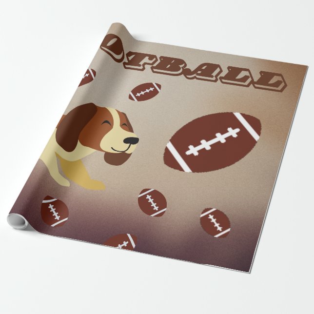 Papier Cadeau Fun Football Furry Inspiré par le chiot (Déroulé)