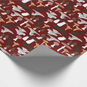 Papier Cadeau Fun Fungi Champagne Motif de fougère Cadeau