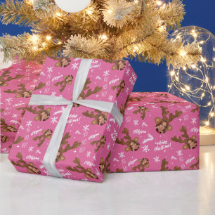 Papier Cadeau Fun joyeux Noël antler illustration nom photo