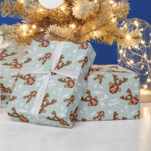 Papier Cadeau Fun joyeux Noël antler illustration nom photo