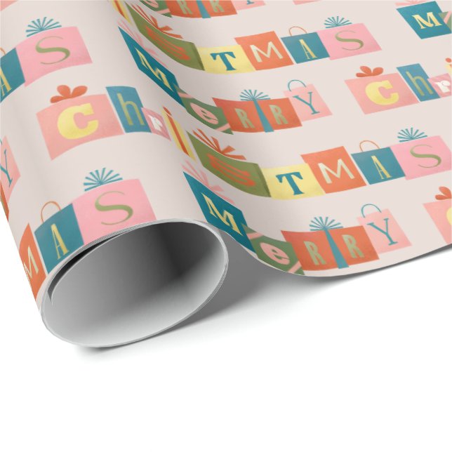 Papier Cadeau Fun Joyeux Noël cadeaux design (Coin rond)